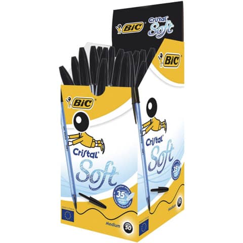 Penna a sfera BIC Cristal Soft M 1,2 mm nero 951433